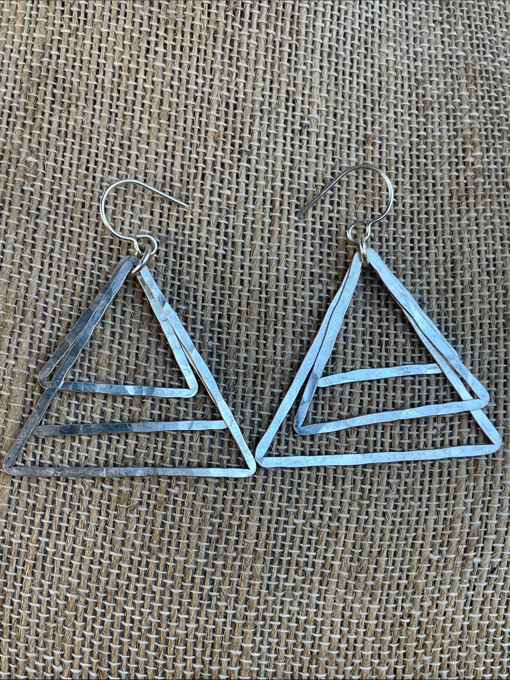 Layered Triangle Drop Earrings - 925 Silver